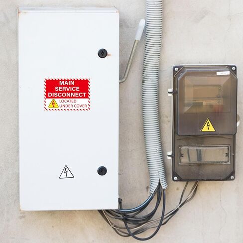 12 Pack Main Service Disconnect Labels Sign, Emergency Service Disconnect Sticker Decals for Electrical Panel, Indoor and Outdoor(5"x3.5") in Kuwait
