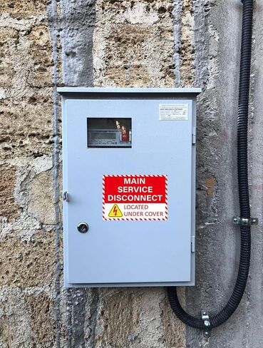12 Pack Main Service Disconnect Labels Sign, Emergency Service Disconnect Sticker Decals for Electrical Panel, Indoor and Outdoor(5"x3.5") in Kuwait
