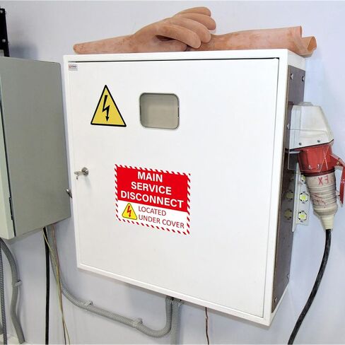 12 Pack Main Service Disconnect Labels Sign, Emergency Service Disconnect Sticker Decals for Electrical Panel, Indoor and Outdoor(5"x3.5") in Kuwait