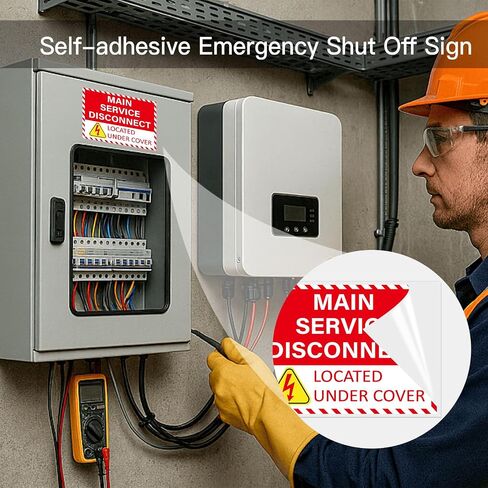 12 Pack Main Service Disconnect Labels Sign, Emergency Service Disconnect Sticker Decals for Electrical Panel, Indoor and Outdoor(5"x3.5") in Kuwait