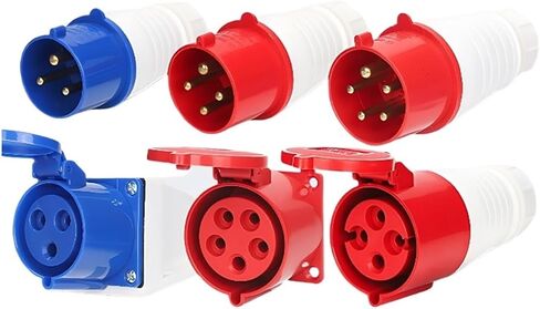 5Pcs Industrial Plug and Socket Waterproof Connector 3PIN 4PIN 5PIN 16A/32A Electrical Connection Wall Mount Socket_4PIN(16A Connector,1LOT(5 PCS)-3PIN) in Kuwait