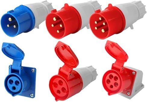 5Pcs Industrial Plug and Socket Waterproof Connector 3PIN 4PIN 5PIN 16A/32A Electrical Connection Wall Mount Socket_4PIN(16A Connector,1LOT(5 PCS)-3PIN) in Kuwait