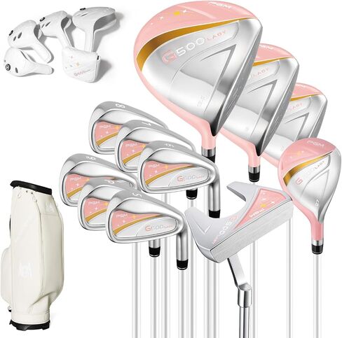 مجموعة كاملة لنوادي الجولف للسيدات من PGM لليد اليمنى مع مضرب مكاوي هجينة من Driver Woods، مجموعة Lady Flex الكاملة للغولف للمبتدئين إلى لاعبي الجولف المتوسطين مع أغطية للرأس وحقيبة النادي in Kuwait