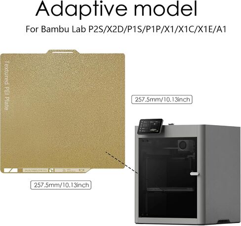 P2S/X2D/P1S/P1P/X1/X1C/X1E/A1 Build Plate Double Sided Textured Surface PEI and PEI 257.5x257.5mm, 3D Printer Flexible Removable Spring Steel Plate Heated Bed Platform Mat in Kuwait
