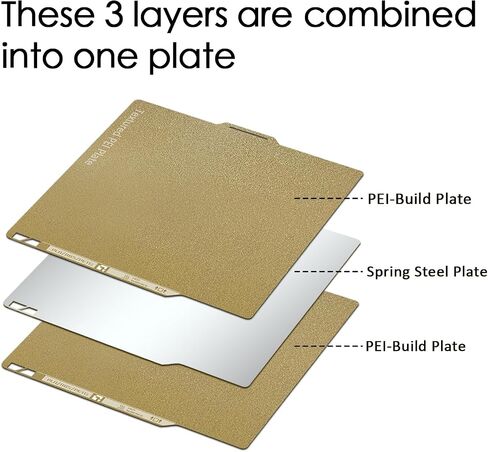 P2S/X2D/P1S/P1P/X1/X1C/X1E/A1 Build Plate Double Sided Textured Surface PEI and PEI 257.5x257.5mm, 3D Printer Flexible Removable Spring Steel Plate Heated Bed Platform Mat in Kuwait