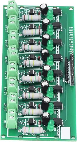 8 Channel Optocoupler Isolation Board, PLC Voltage Detection Module 220V AC, PCB Material, Level Output Board for DIY Projects, Easy Installation & Voltage Indication in Kuwait