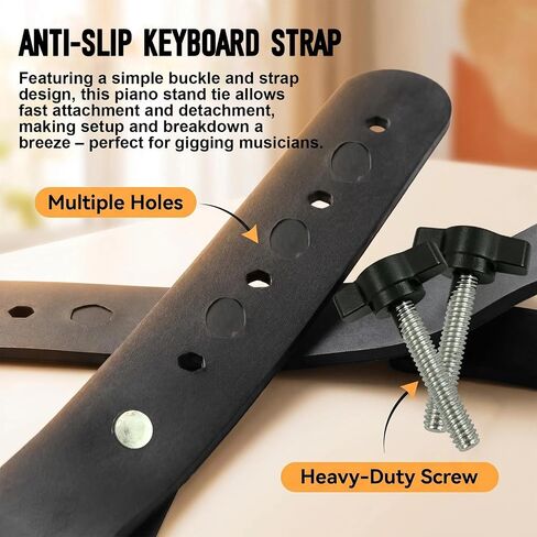 4 Pack Piano Keyboard Locking Straps, Adjustable Securing Belts to Hold Electronic Piano Firmly on Keyboard X Stand for Performance & Daily Use in Kuwait