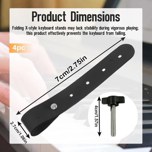 4 Pack Piano Keyboard Locking Straps, Adjustable Securing Belts to Hold Electronic Piano Firmly on Keyboard X Stand for Performance & Daily Use in Kuwait