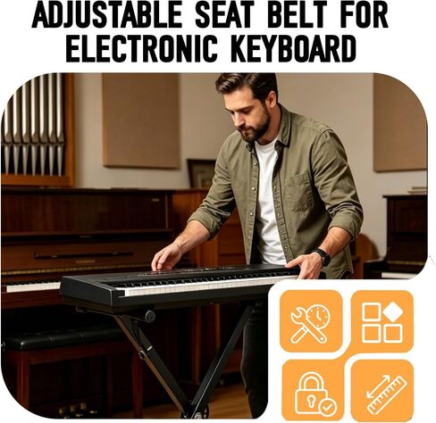 4 Pack Piano Keyboard Locking Straps, Adjustable Securing Belts to Hold Electronic Piano Firmly on Keyboard X Stand for Performance & Daily Use in Kuwait