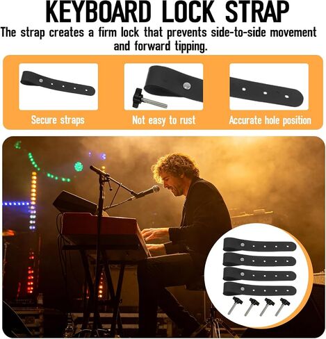4 Pack Piano Keyboard Locking Straps, Adjustable Securing Belts to Hold Electronic Piano Firmly on Keyboard X Stand for Performance & Daily Use in Kuwait