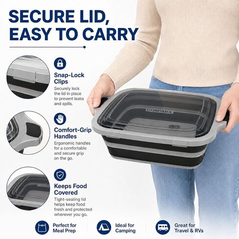 حوض تحضير الشواء COSPARX XL 3 في 1 قابل للطي مع غطاء شفاف وقابس تصريف in Kuwait