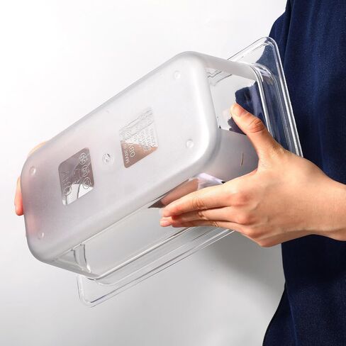 6 Pack Plastic Restaurant Containers with Lids, 1/3 Size 4 Inch Deep Commercial Food Storage Containers, Stackable Clear Food Pans for Kitchen, Restaurant, Cafeteria Foods Prep, 3.77qt/ 3.57L in Kuwait