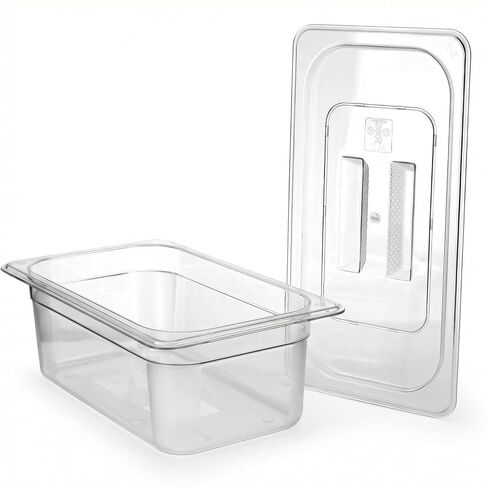 6 Pack Plastic Restaurant Containers with Lids, 1/3 Size 4 Inch Deep Commercial Food Storage Containers, Stackable Clear Food Pans for Kitchen, Restaurant, Cafeteria Foods Prep, 3.77qt/ 3.57L in Kuwait