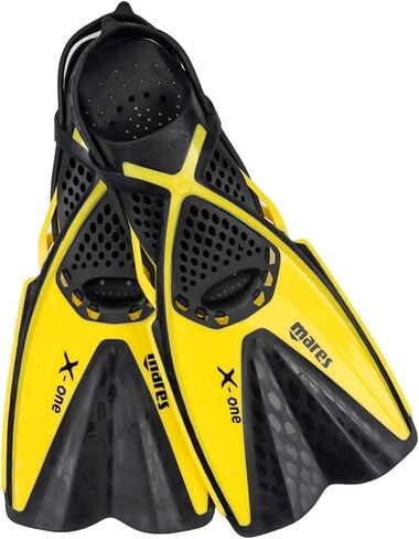 MARES X-One Junior Snorkel Fins - 410345 | Adjustable Shoe Swimming Fins/Flippers for Snorkeling, Diving | Perforated Open Heel | Buckle-Free Strap Design in Kuwait