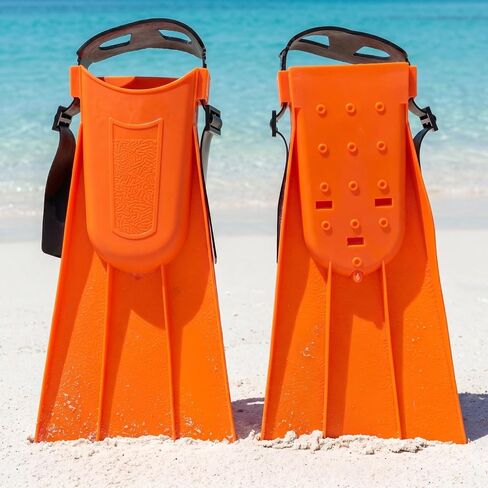 Diving Fins Swim Flippers Adjustable Size 30-36 Orange Lightweight Snorkeling Gear for Adults and Leisure Swim Training Fins Suitable for Water Sports in Kuwait