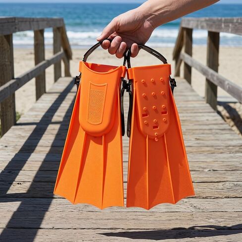 Diving Fins Swim Flippers Adjustable Size 30-36 Orange Lightweight Snorkeling Gear for Adults and Leisure Swim Training Fins Suitable for Water Sports in Kuwait