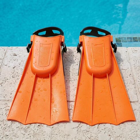 Diving Fins Swim Flippers Adjustable Size 30-36 Orange Lightweight Snorkeling Gear for Adults and Leisure Swim Training Fins Suitable for Water Sports in Kuwait