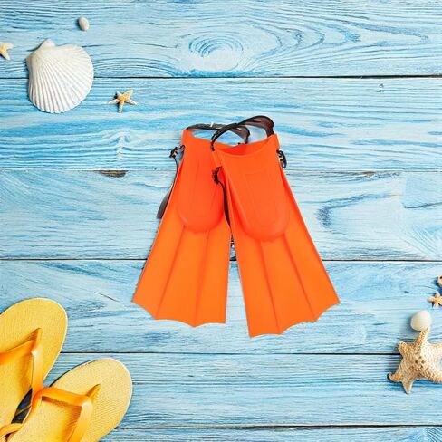 Diving Fins Swim Flippers Adjustable Size 30-36 Orange Lightweight Snorkeling Gear for Adults and Leisure Swim Training Fins Suitable for Water Sports in Kuwait