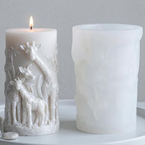Forest Giraffe Candle Mold Giraffe Family Pillar Silicone Candle Molds for Candles Making Resin Casting Aromatherapy Candles Handmade Wax Home Decor in Saudi Arabia