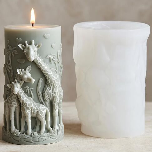 Forest Giraffe Candle Mold Giraffe Family Pillar Silicone Candle Molds for Candles Making Resin Casting Aromatherapy Candles Handmade Wax Home Decor in Saudi Arabia