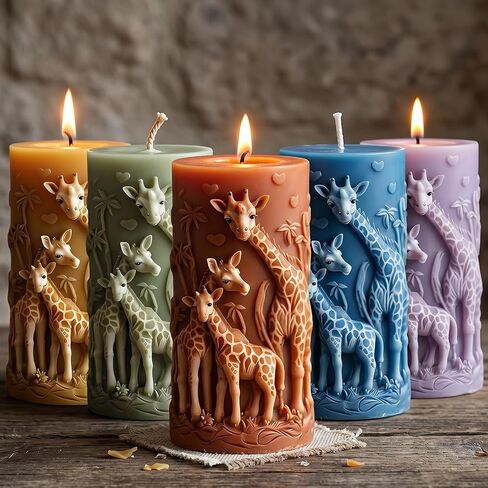 Forest Giraffe Candle Mold Giraffe Family Pillar Silicone Candle Molds for Candles Making Resin Casting Aromatherapy Candles Handmade Wax Home Decor in Saudi Arabia