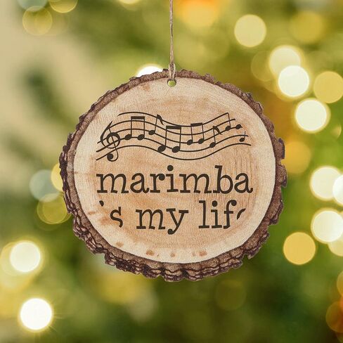 CafePress Marimba is My Life Staff Rustic Wood Ornament, 3"x3.25" in Kuwait