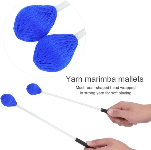 1 Pair Marimba Mallets with Yarn Heads – 14.2 Inch Fiberglass Handles, Medium Yarn Mallets for Bass Percussion Instruments (Blue, 36cm Length)‌ in Kuwait