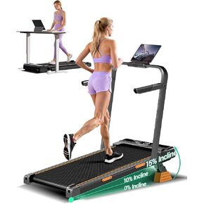 LONTEK Walking Pad with 15% Incline & Handle Bar, Treadmills for Home Small | Compact, Foldable, Portable, Under Desk, 6.2MPH, Quiet 2.5HP Motor, with Remote & LED Screen, 330lb Capacity, Home Office Gym in Saudi Arabia
