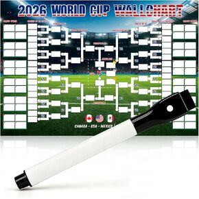 ملصق جدول كرة القدم لكأس العالم 2026 من DLPL، مقاس 23.6×16.5 بوصة مع قلم مسح جاف أسود، بضائع كأس العالم 2026 لمحبي كرة القدم وديكور الحفلات in Kuwait