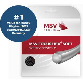 مجموعة خيوط التنس الناعمة MSV Focus HEX، قياس 16/1.30، أسود in Kuwait