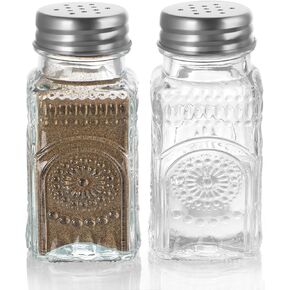 MDLUU Small Clear Glass Salt and Pepper Shakers Set, Spice Dispensers with Stainless Steel Lids for Kitchen, Dining Table, 2 Pcs (Sunflower) in Kuwait