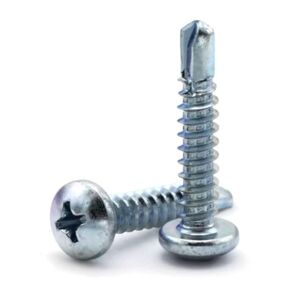 #8-18x1 Pan Head Phillips Self Drilling Screws, Zinc Plated CR+3 Finish, #3 Point, 100 Pack in Kuwait