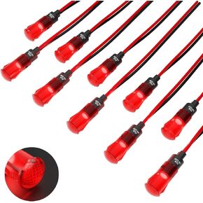 LED Indicator Light 8 mm Plastic Signal Light Dashboard Indicator Light 12V-24V Suitable for Car and Industrial Equipment Panel Instrument displays (10 Red) in Saudi Arabia