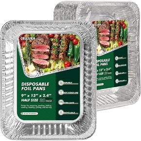 9x13 Aluminum Foil Pans 30 Pack, Disposable Half Size Deep Steam Foil Pans for Cooking, Roasting Turkey, Baking, Meal Prep, Parties & Food Prepping - Thanksgiving, Christmas, Parties, Catering in Kuwait