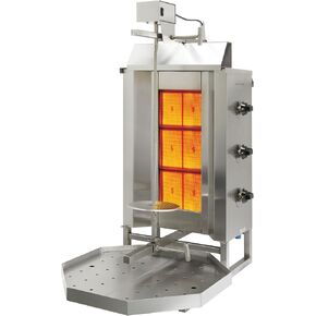 Eurodib VGB3 Commercial Vertical Gas Broiler, 3 Burner Gyro Machine, Natural Gas Shawarma Rotisserie, 70-100 lb Capacity in Saudi Arabia