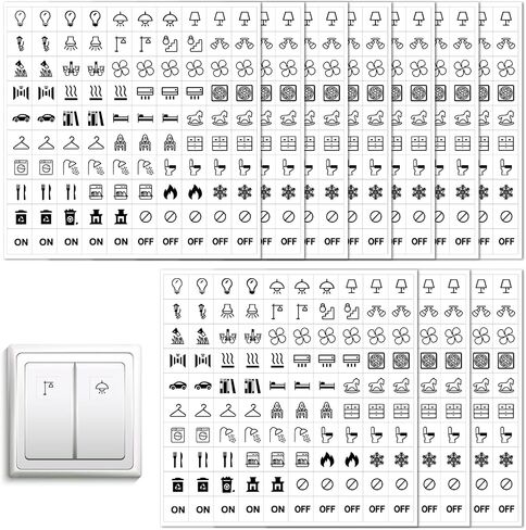 1000pcs Light Switch Sticker Labels Transparent Light Switch Labels | 35 Designs Transparent Switches ID Stickers Black Switchboard Label Decals for Home Kitchen Bathroom Office Recognition in Kuwait
