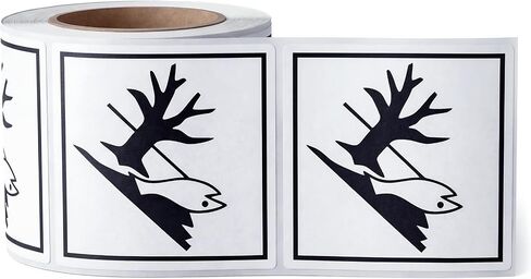 500 Pcs Environmentally Hazardous Substance Label, 100 x 100 mm Self-Adhesive Paper Marine Pollutant Markings for Hazard Marking in Kuwait