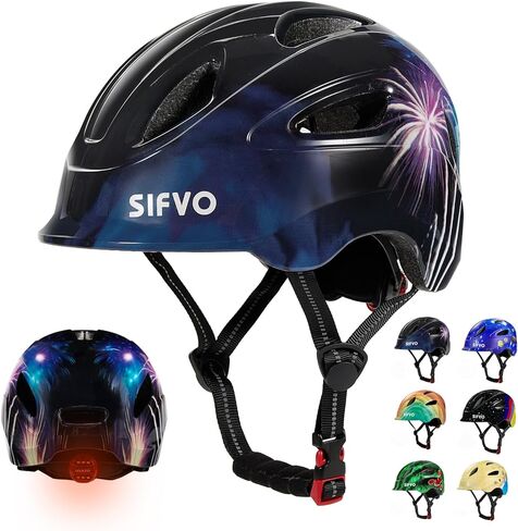خوذة دراجة للأطفال مع ضوء LED، خوذات SIFVO للشباب الصغار للأولاد والبنات، مقاسين قابلين للتعديل للأعمار من 3 إلى 5 إلى 10 سنوات، متعددة الرياضات للدراجات والسكوتر ولوح التزلج، 46-55 سم in Saudi Arabia