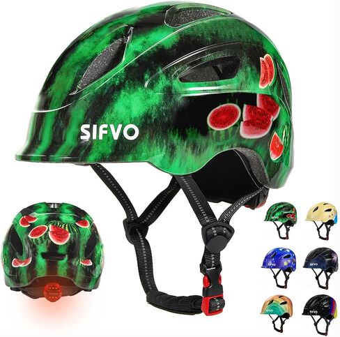 خوذة دراجة للأطفال مع ضوء LED، خوذات SIFVO للشباب الصغار للأولاد والبنات، مقاسين قابلين للتعديل للأعمار من 3 إلى 5 إلى 10 سنوات، متعددة الرياضات للدراجات والسكوتر ولوح التزلج، 46-55 سم in Saudi Arabia