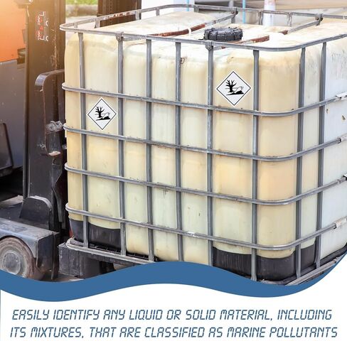 500 Pcs Environmentally Hazardous Substance Label, 100 x 100 mm Self-Adhesive Paper Marine Pollutant Markings for Hazard Marking in Kuwait