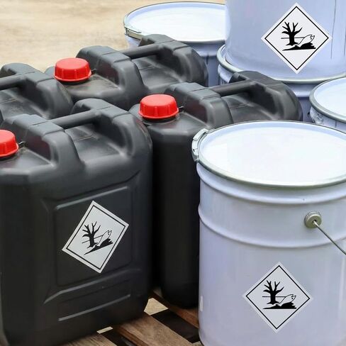 500 Pcs Environmentally Hazardous Substance Label, 100 x 100 mm Self-Adhesive Paper Marine Pollutant Markings for Hazard Marking in Kuwait