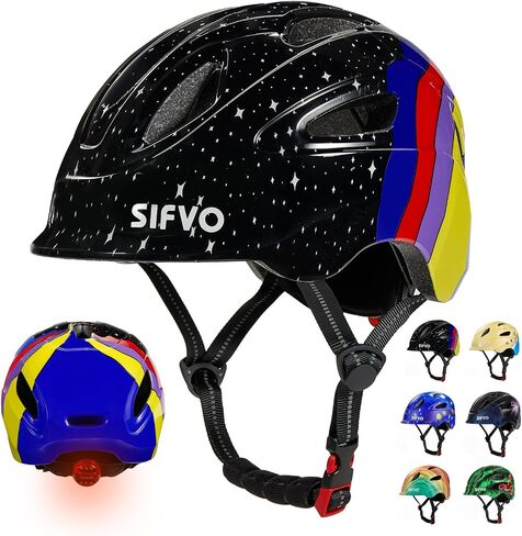 خوذة دراجة للأطفال مع ضوء LED، خوذات SIFVO للشباب الصغار للأولاد والبنات، مقاسين قابلين للتعديل للأعمار من 3 إلى 5 إلى 10 سنوات، متعددة الرياضات للدراجات والسكوتر ولوح التزلج، 46-55 سم in Saudi Arabia