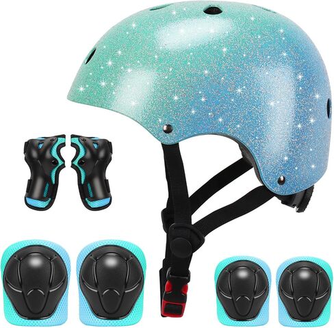 Kids Bike Helmet Set Skateboard Knee Pads - Kids Helmet Elbow Pads Wrist Guards Adjustable for 3~15yrs Girl Boy Kids Protective Gear Set for Sport Cycling Bike Roller Skating Scooter in Kuwait