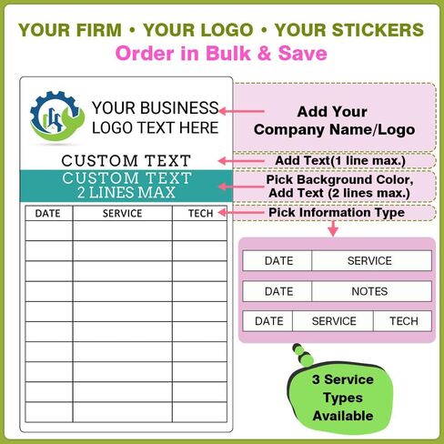 Custom HVAC Stickers for Maintenance & Service | Personalized Equipment Labels with Logo, Contact Info & Dates | Durable Vinyl Stickers for HVAC, Electrical, Plumbing & Facility Maintenance in Kuwait
