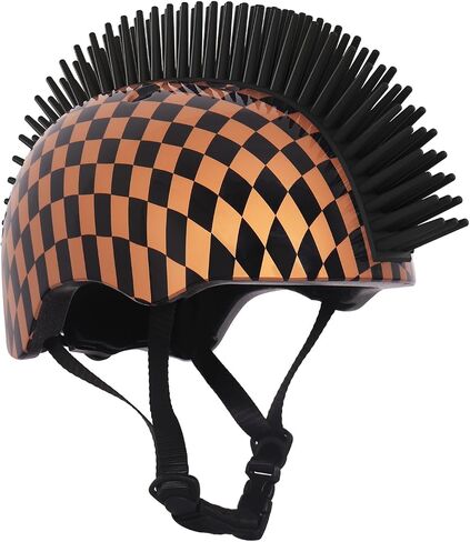 Nattork Child and Toddler Bike Helmets Adjustable and Multi-Sport for Boys and Girls Cool Mohawk Helmet Age 5-8 Checkerboard Style in Kuwait