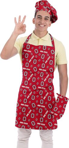 NORTHWEST NCAA 3 Piece Chef Set, Apron, Oven Mitt and Chef Hat Set, Scatter Print in Kuwait