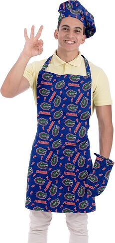 NORTHWEST NCAA 3 Piece Chef Set, Apron, Oven Mitt and Chef Hat Set, Scatter Print in Kuwait