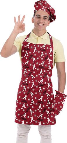 NORTHWEST NCAA 3 Piece Chef Set, Apron, Oven Mitt and Chef Hat Set, Scatter Print in Kuwait