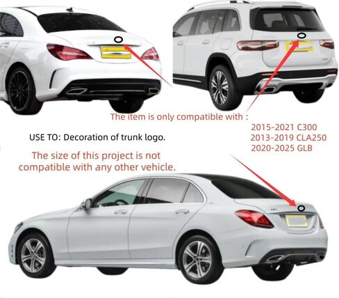 مجموعة ملصقات شعار السيارة الكريستالية متوافقة مع مرسيدس بنز C300 GLB CLA، ملحقات تزيين شارة صندوق السيارة اللامعة، 3 قطع (فضي) in Kuwait