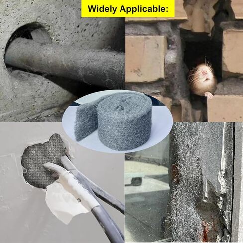 Steel Wool Wire Mesh Mice Control Kit, 6 Rolls 3.5 in x 12.5 FT(Total 75 FT) Steel Wool Gap Filler Kit with Scissors, Rodent Proofing Hole Filler for House Garage Pipeline in Kuwait